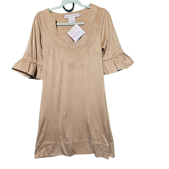 Gretchen Scott Designs NWT Beige Suede Dress Size Small - Picture 2 of 3